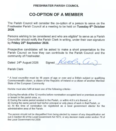 South Ward Councillor Co Option Notice